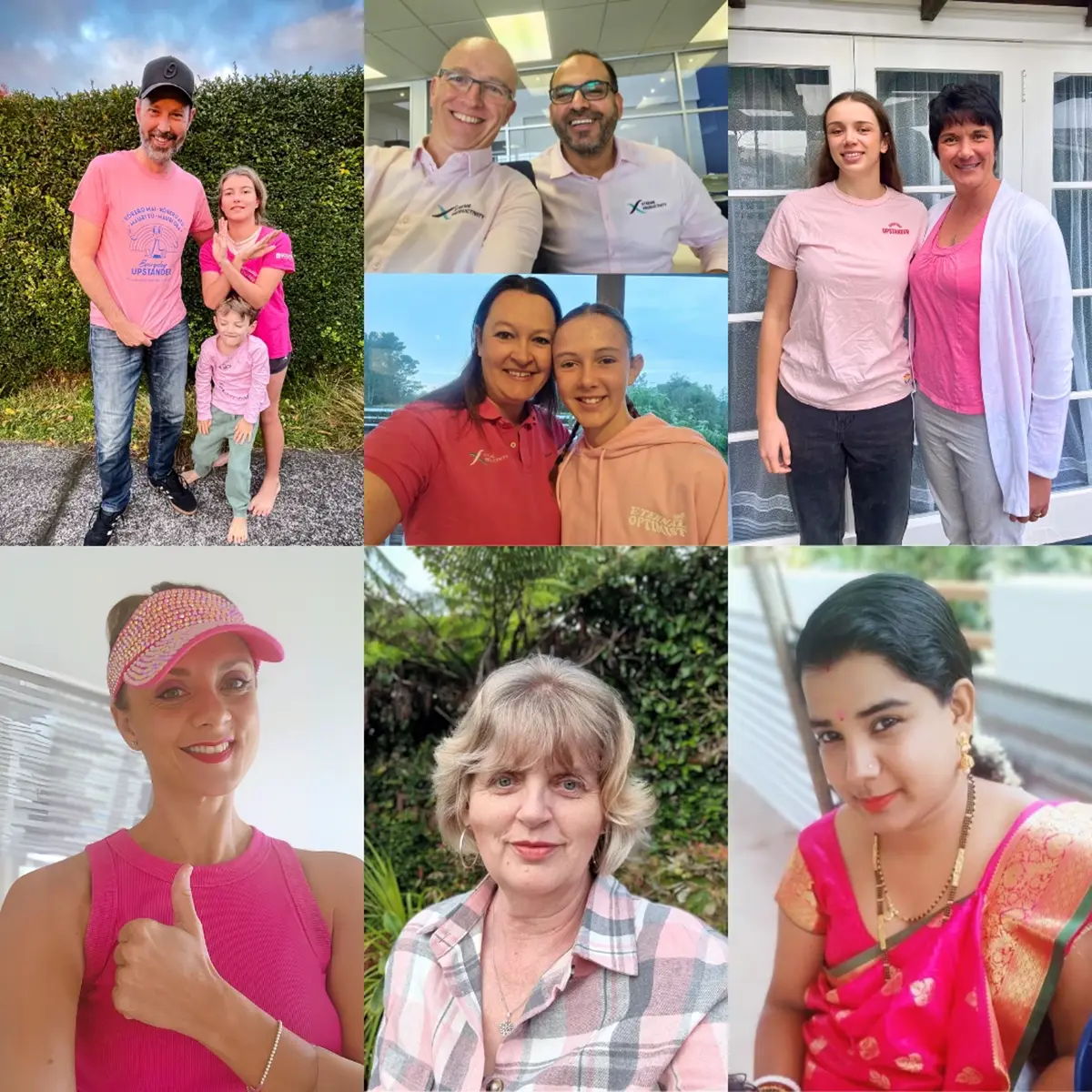 A collage of the XP team wearing pink